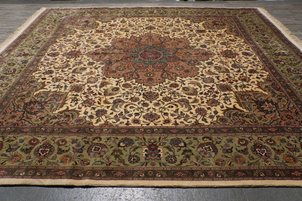 12 x 12.7 Square Rare One of A Kind Authentic Fine Signed Persian Tabriz Rug Iran 400 KPSI