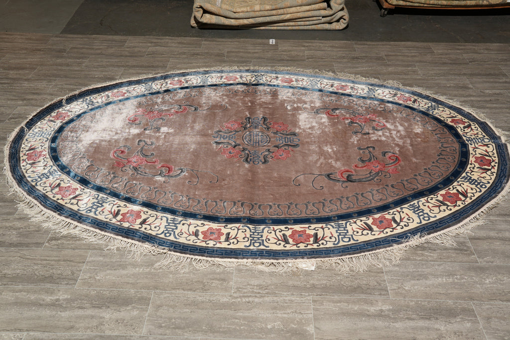 6 x 9 Oval Handmade Chinese Bejng Rug Bamboo Silk #F-4213