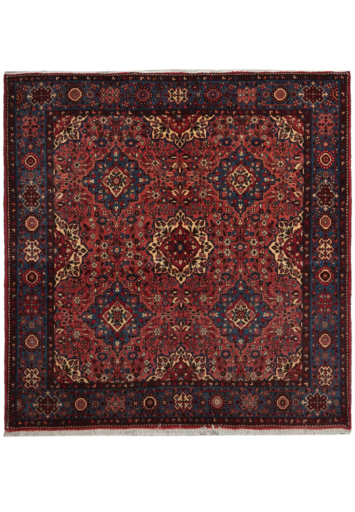 6.8 x 6.8 Red Fine Persian Lilihan Sarouk Rug 72382