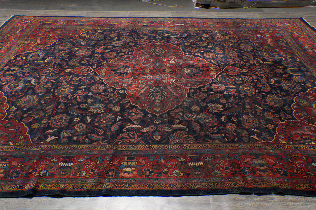 9.10 x 12.9 Antique Persian Estate Rug Blue