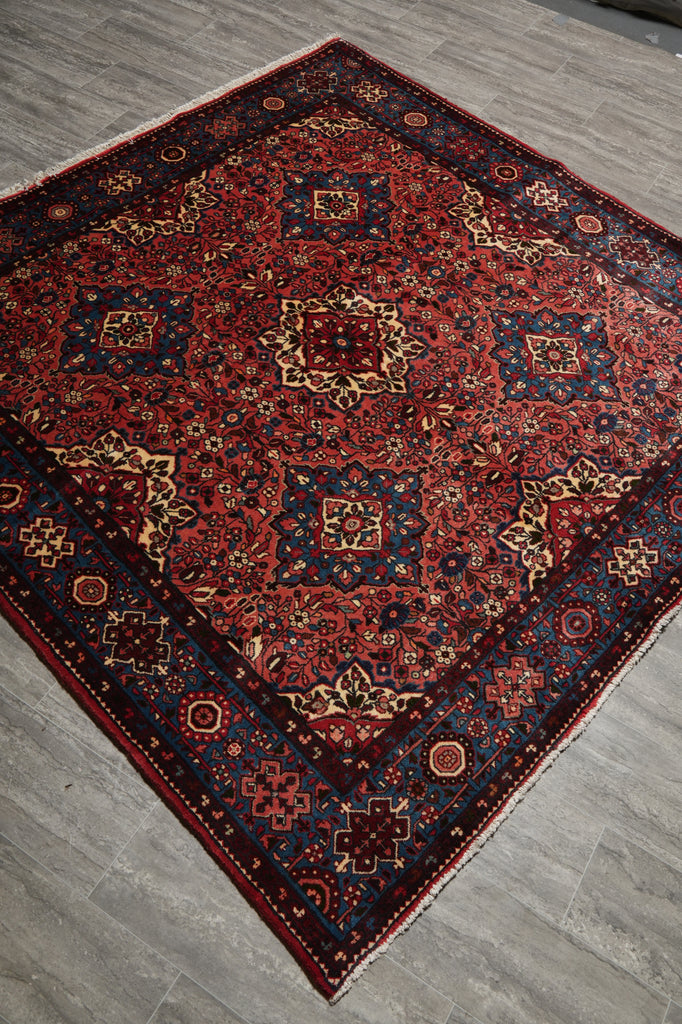 6.8 x 6.8 Red Fine Persian Lilihan Sarouk Rug 72382