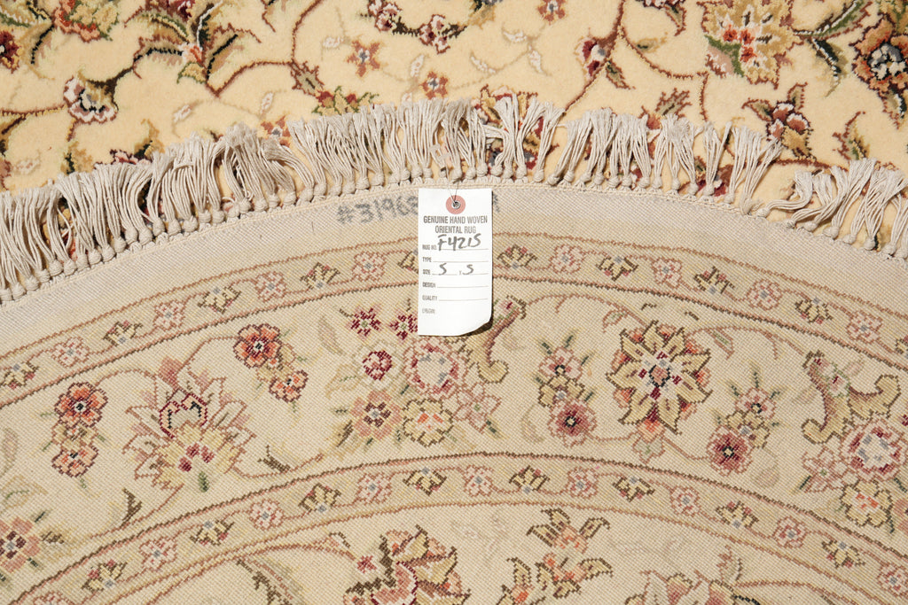 5 x 5 Round Wool and Silk High Quality Handmade Elegant Rug #F-4215