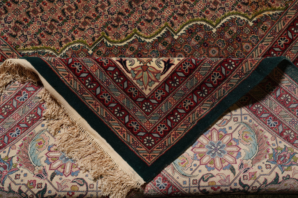 13.3 x 16.6 Fine Wool and Silk on Silk Mahi Tabriz Rug Green #PIX-5767