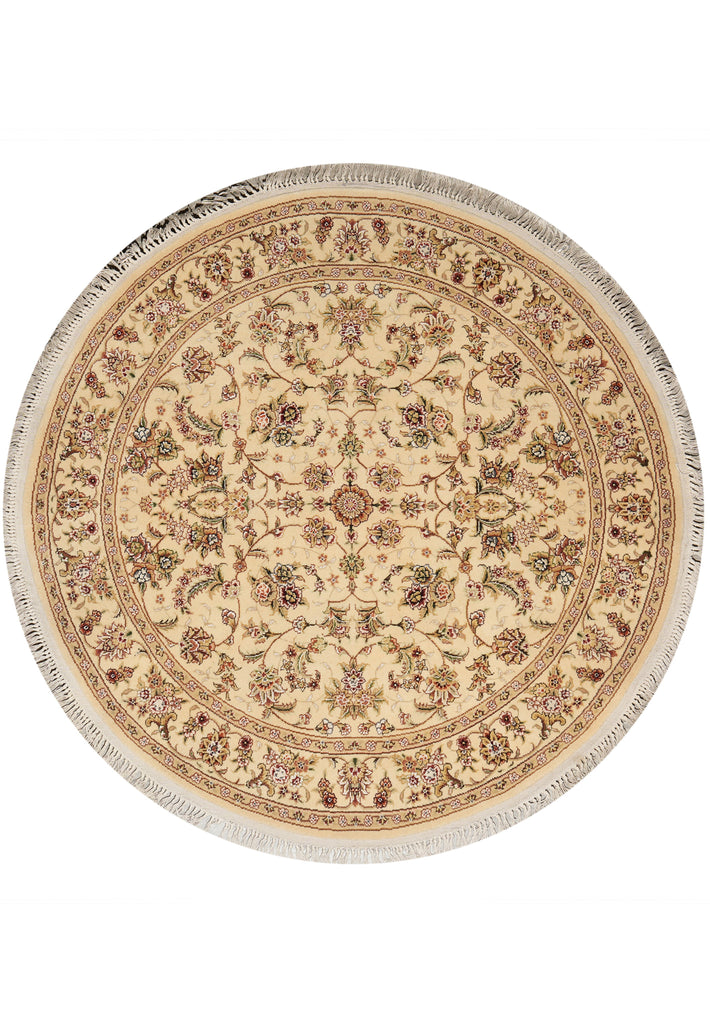 5 x 5 Round Wool and Silk High Quality Handmade Elegant Rug