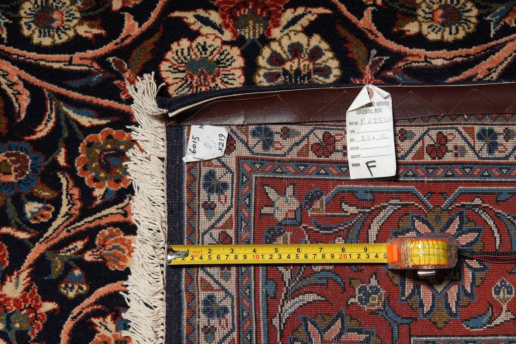 7.3 x 10 Navy Blue Fine Persian Sarouk Rug Kork Wool 72335