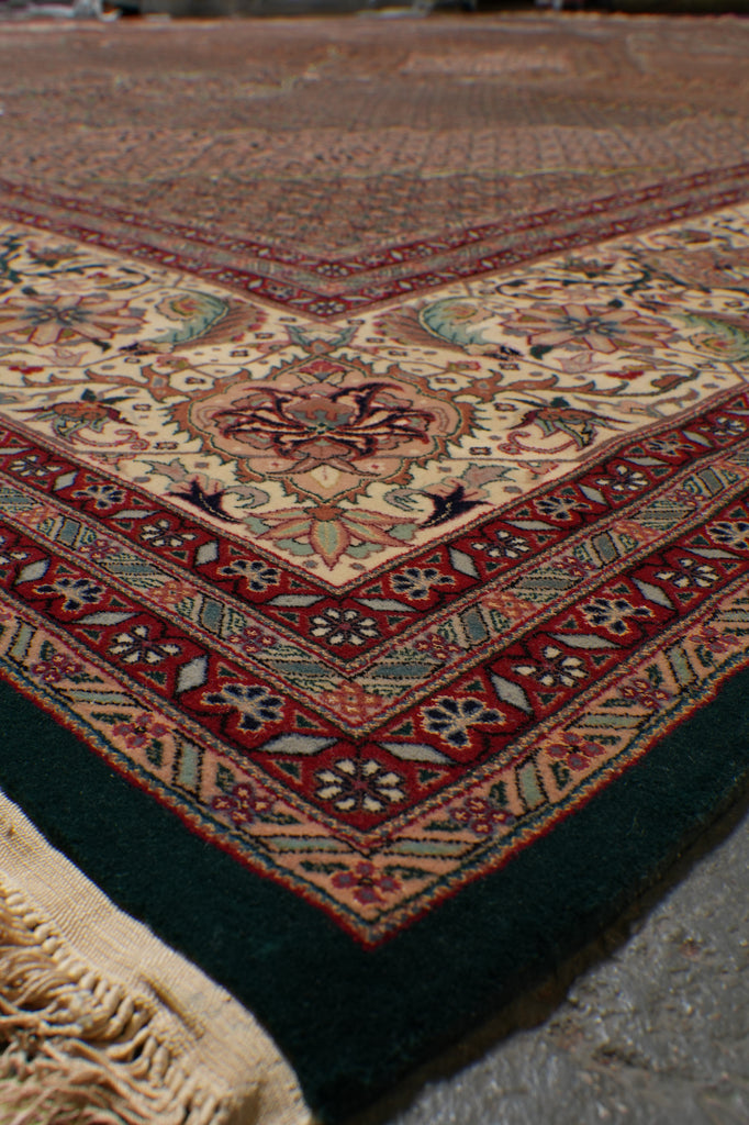 13.3 x 16.6 Fine Wool and Silk on Silk Mahi Tabriz Rug Green #PIX-5767