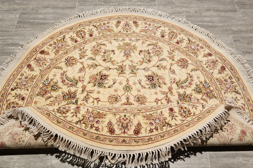 5 x 5 Round Wool and Silk High Quality Handmade Elegant Rug #F-4215