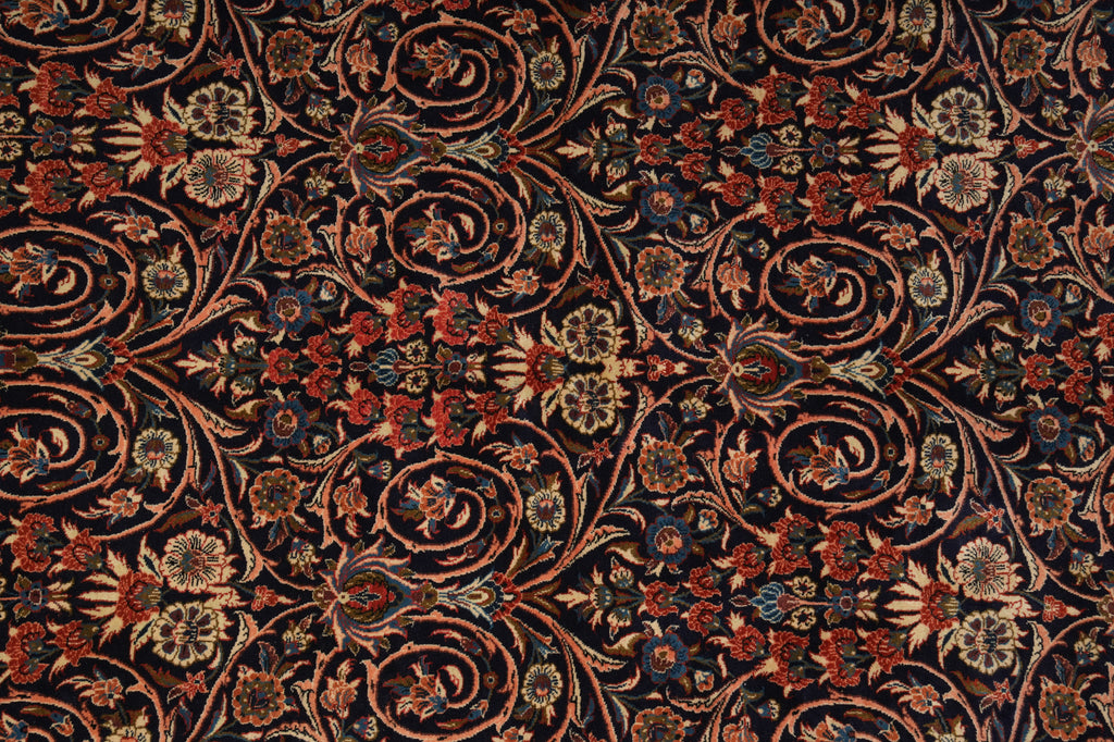 7.3 x 10 Navy Blue Fine Persian Sarouk Rug Kork Wool 72335