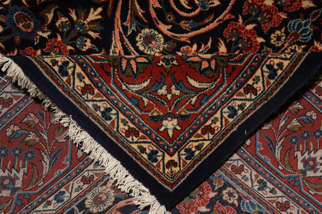 7.3 x 10 Navy Blue Fine Persian Sarouk Rug Kork Wool 72335