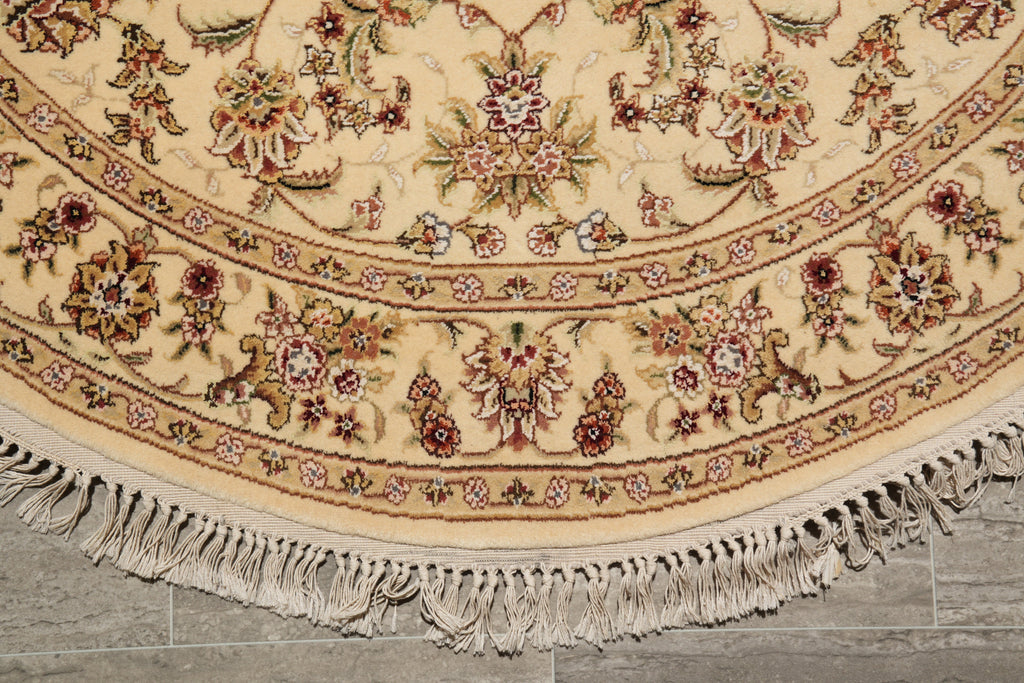 5 x 5 Round Wool and Silk High Quality Handmade Elegant Rug #F-4215