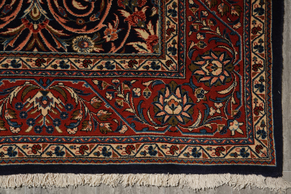 7.3 x 10 Navy Blue Fine Persian Sarouk Rug Kork Wool 72335
