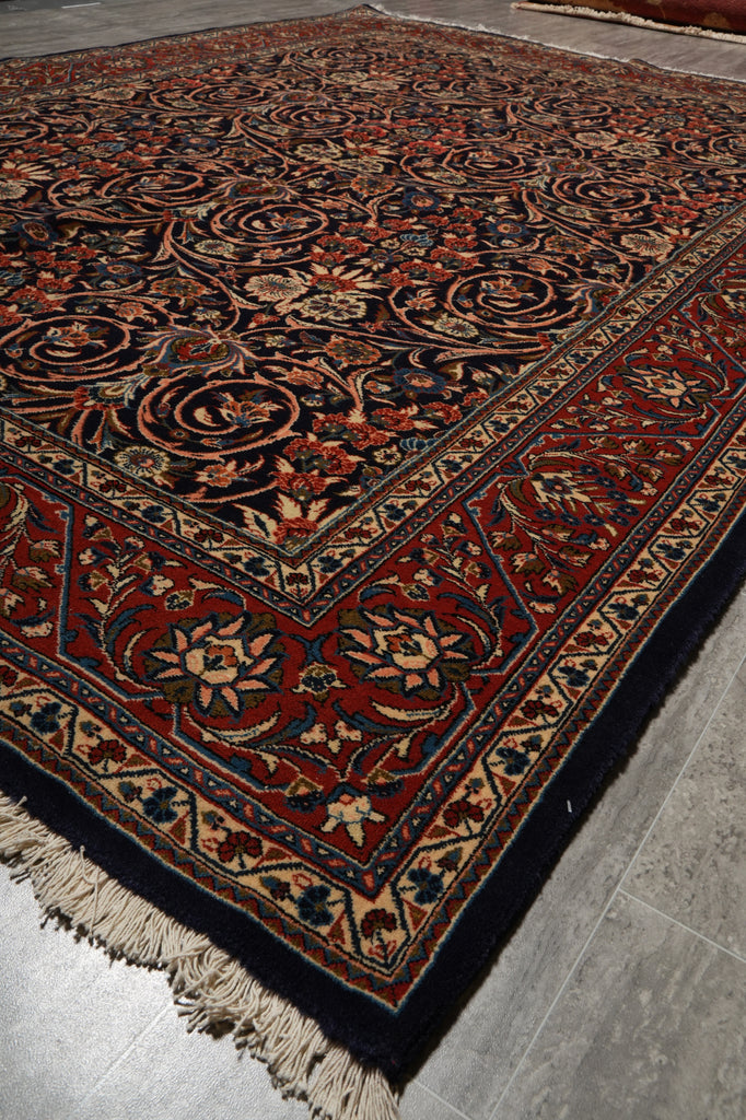 7.3 x 10 Navy Blue Fine Persian Sarouk Rug Kork Wool 72335