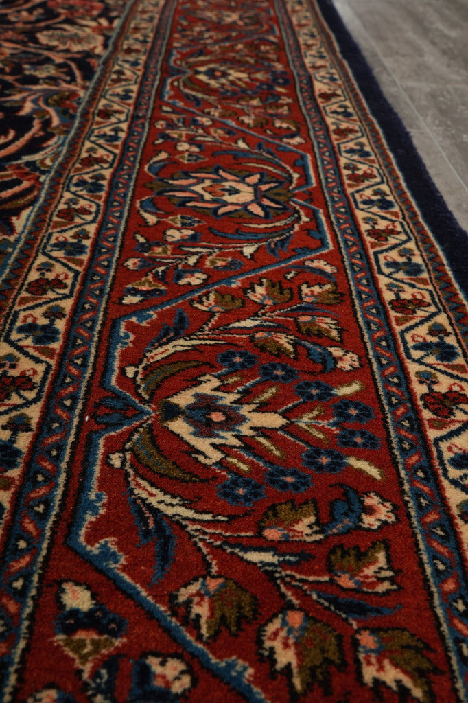 7.3 x 10 Navy Blue Fine Persian Sarouk Rug Kork Wool 72335