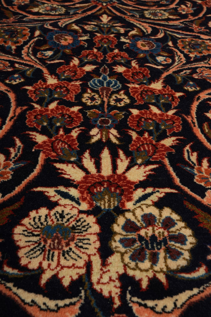 7.3 x 10 Navy Blue Fine Persian Sarouk Rug Kork Wool 72335
