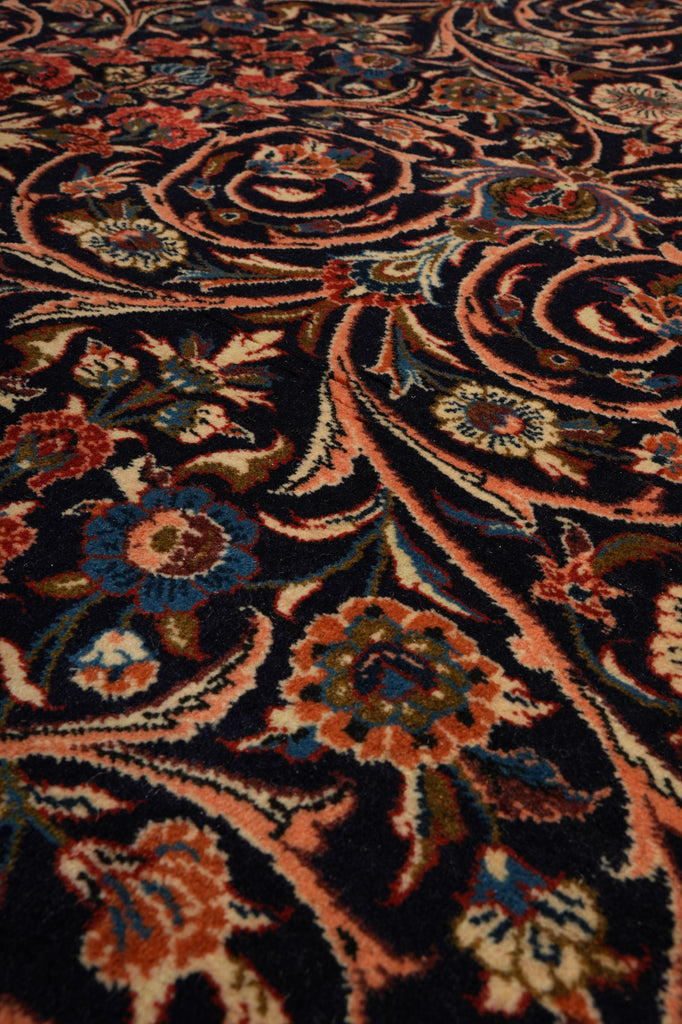 7.3 x 10 Navy Blue Fine Persian Sarouk Rug Kork Wool 72335