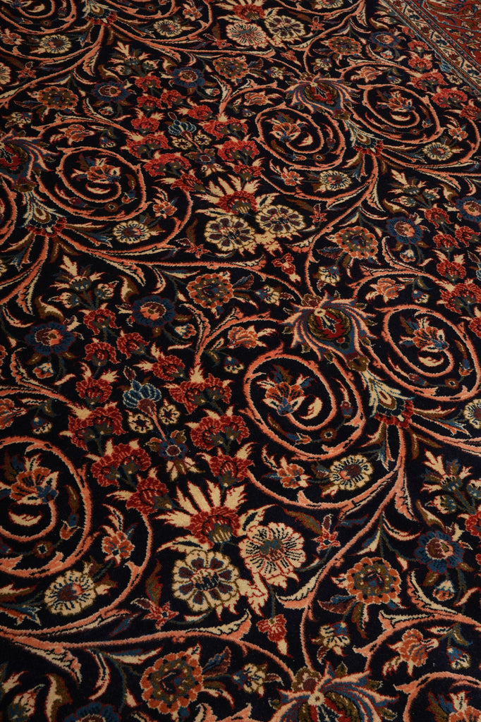 7.3 x 10 Navy Blue Fine Persian Sarouk Rug Kork Wool 72335