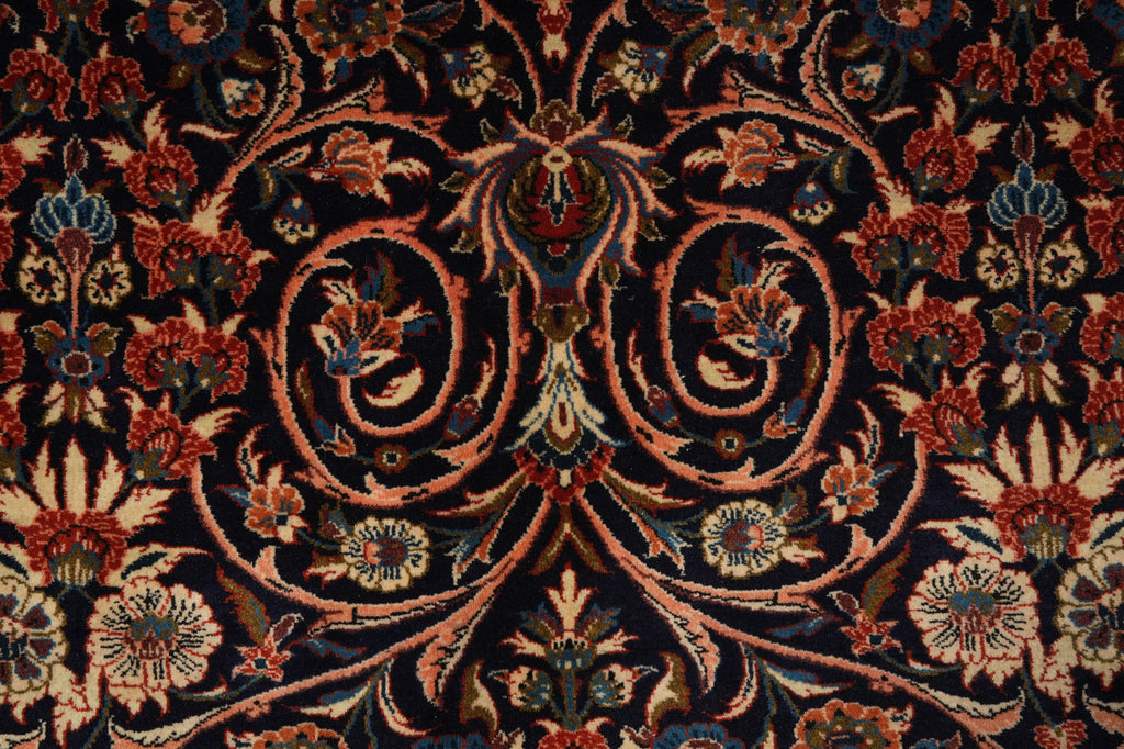7.3 x 10 Navy Blue Fine Persian Sarouk Rug Kork Wool 72335