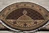 Load image into Gallery viewer, 5 x 5.4 Round Quality Wool and Silk Handmade Mahi Tabriz Herati Rug Black #F-4216