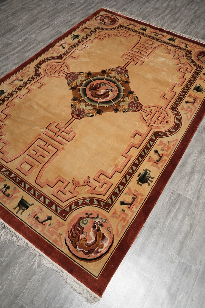 6 x 9 Chinese Dragon Silk Hand-Knotted Rug #PIX-20506
