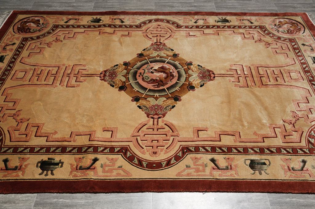 6 x 9 Chinese Dragon Silk Hand-Knotted Rug #PIX-20506