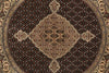 Load image into Gallery viewer, 5 x 5.4 Round Quality Wool and Silk Handmade Mahi Tabriz Herati Rug Black #F-4216