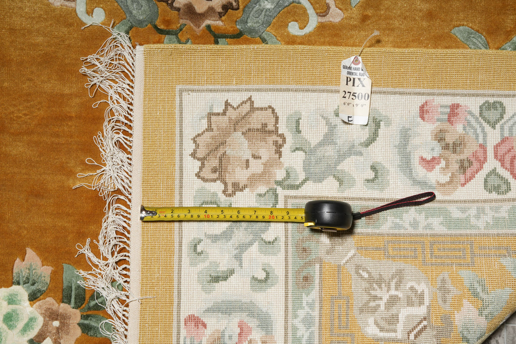 6 x 9 Hand-Knotted French Aubusson Silk Rug #PIX-27500