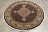 Load image into Gallery viewer, 5.2 x 5.4 Round Quality Wool and Silk Handmade Mahi Tabriz Herati Rug Black