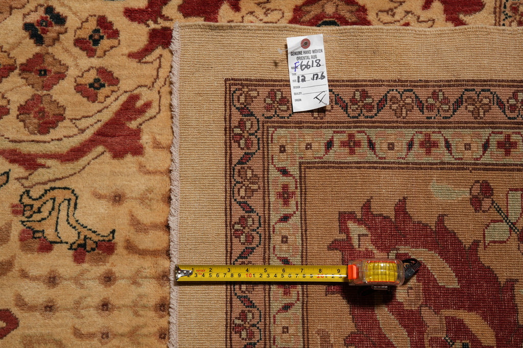 12 x 17.6 Beige Gold Zigler Chobi Peshawar Quality Large Rug #F-6618