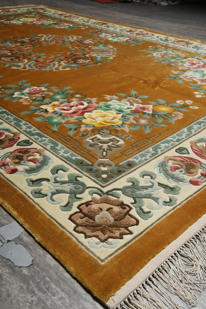 6 x 9 Hand-Knotted French Aubusson Silk Rug #PIX-27500