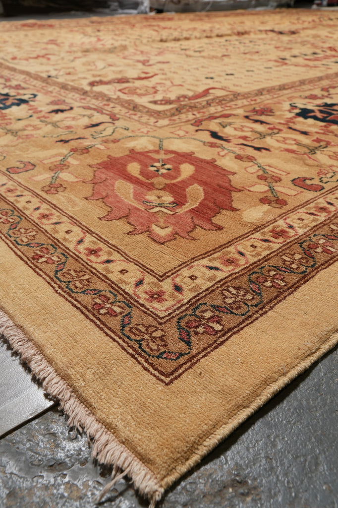 12 x 17.6 Beige Gold Zigler Chobi Peshawar Quality Large Rug #F-6618