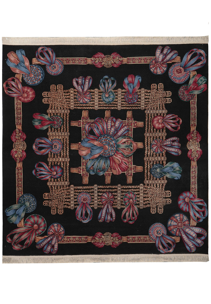 7 x 7 Black Minnici Design Rug #PIX-16004