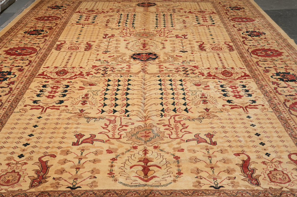 12 x 17.6 Beige Gold Zigler Chobi Peshawar Quality Large Rug #F-6618