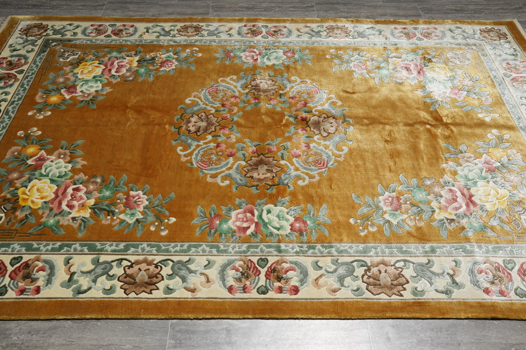 6 x 9 Hand-Knotted French Aubusson Silk Rug #PIX-27500