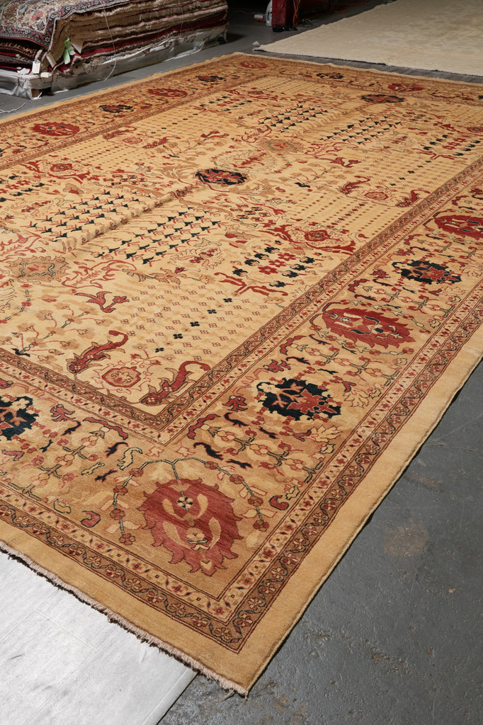 12 x 17.6 Beige Gold Zigler Chobi Peshawar Quality Large Rug #F-6618