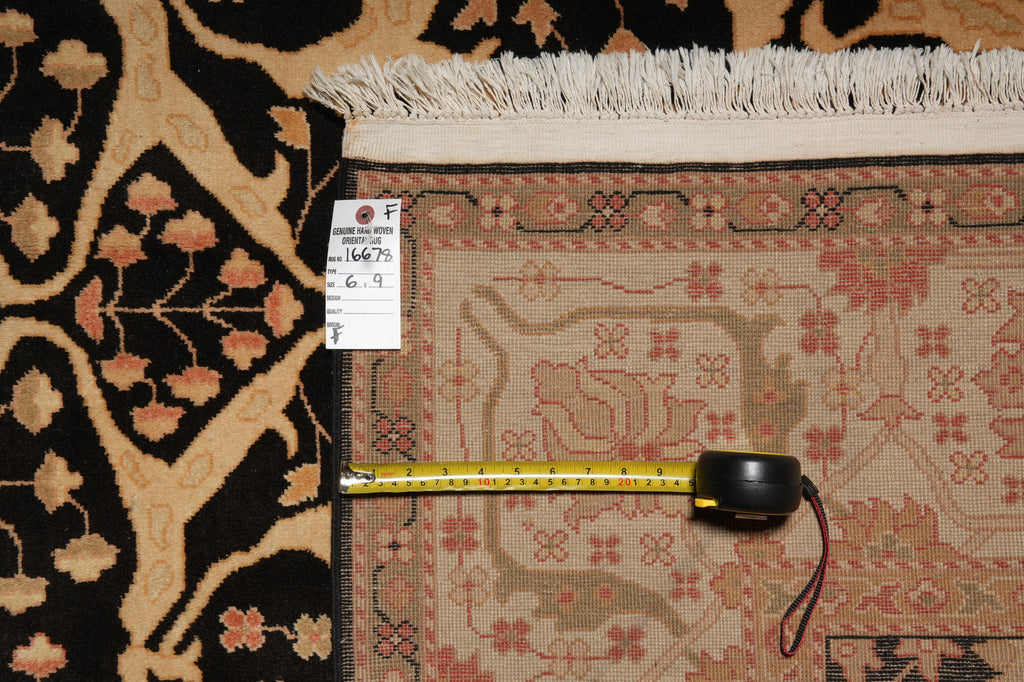 6 x 9 Hand-Knotted Agra Rug Black #PIX-16678