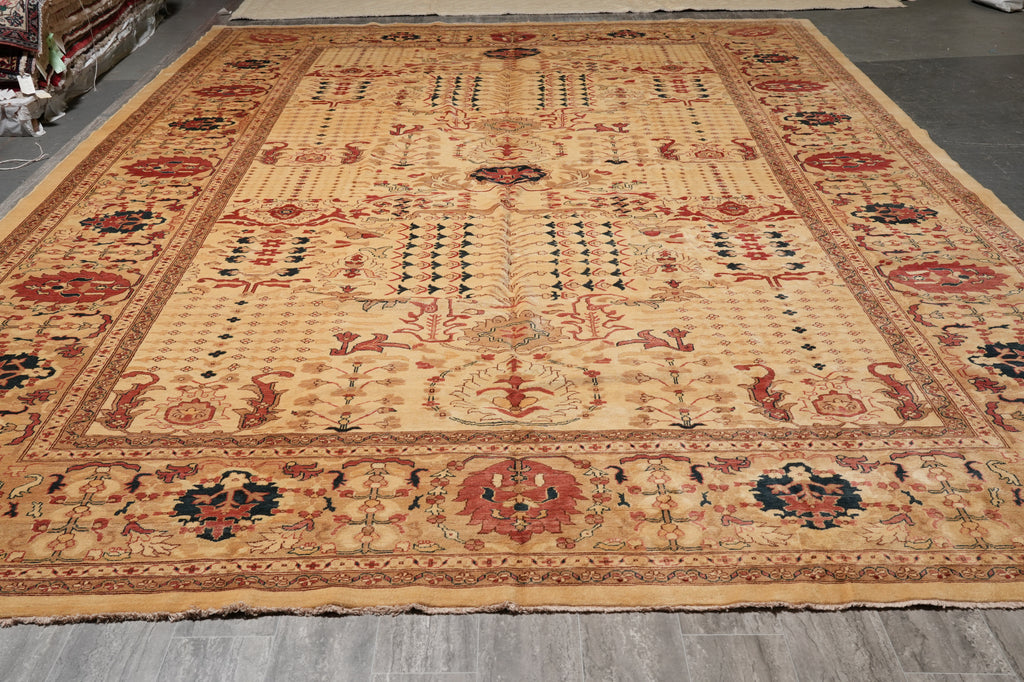 12 x 17.6 Beige Gold Zigler Chobi Peshawar Quality Large Rug #F-6618