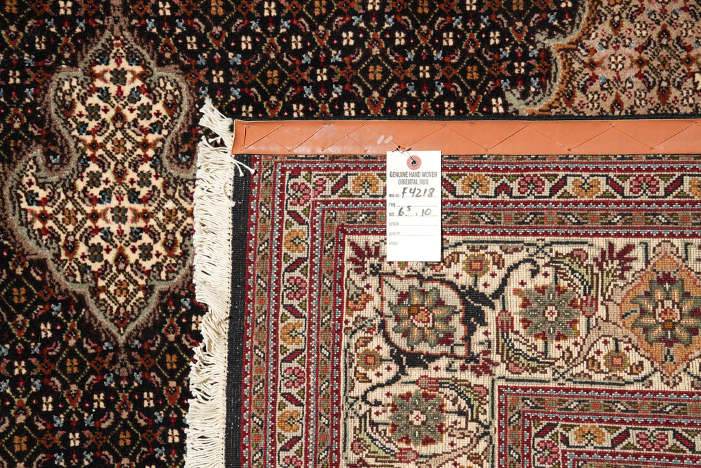 6.5 x 10 Authentic Persian Tabriz Mahi Rug Wool and Silk Handmade Iran #F-4218
