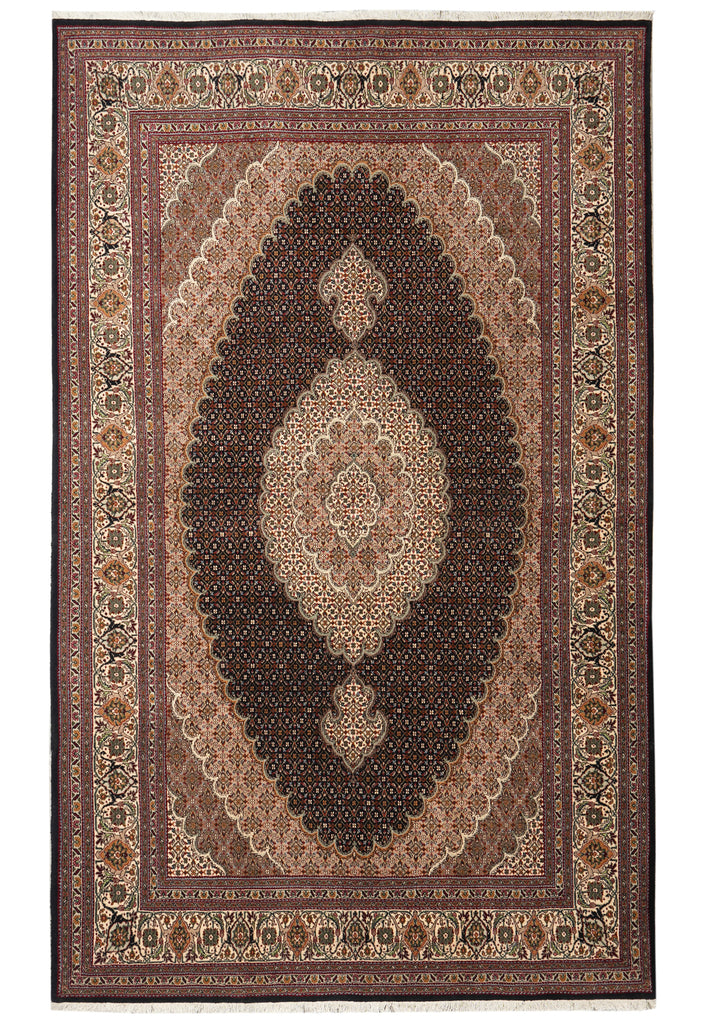 6.5 x 10 Authentic Persian Tabriz Mahi Rug Wool and Silk Handmade Iran