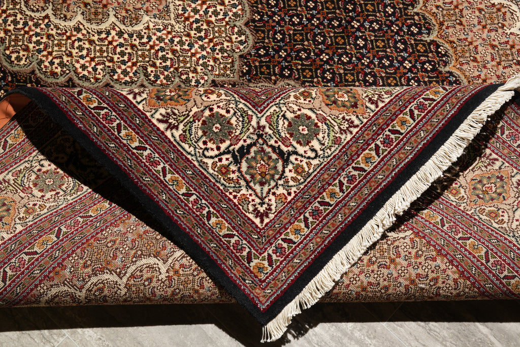 6.5 x 10 Authentic Persian Tabriz Mahi Rug Wool and Silk Handmade Iran #F-4218