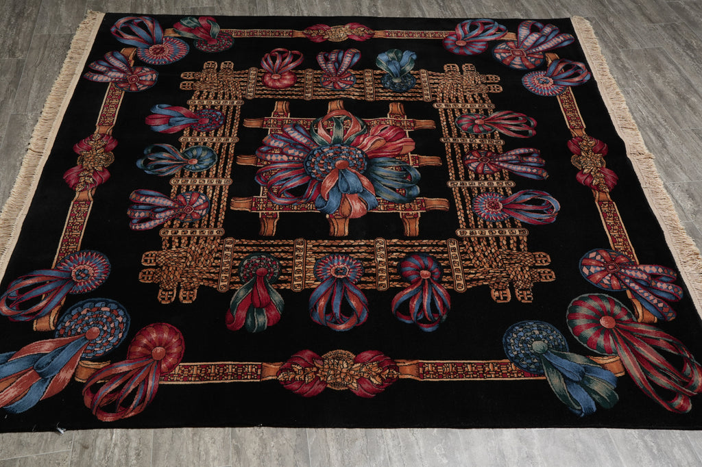 7 x 7 Black Minnici Design Rug #PIX-16004