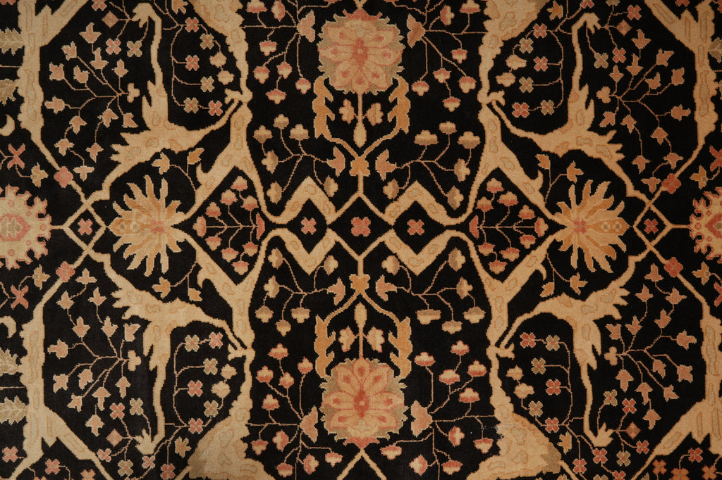6 x 9 Hand-Knotted Agra Rug Black #PIX-16678