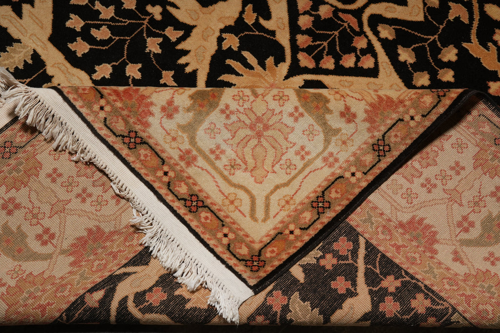 6 x 9 Hand-Knotted Agra Rug Black #PIX-16678