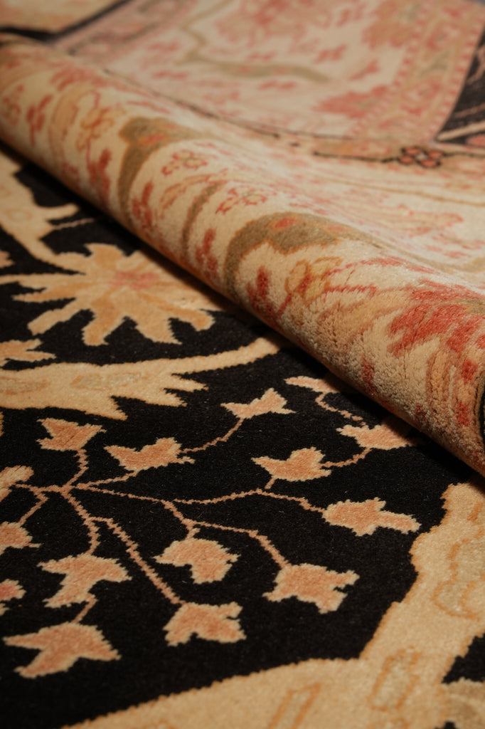 6 x 9 Hand-Knotted Agra Rug Black #PIX-16678