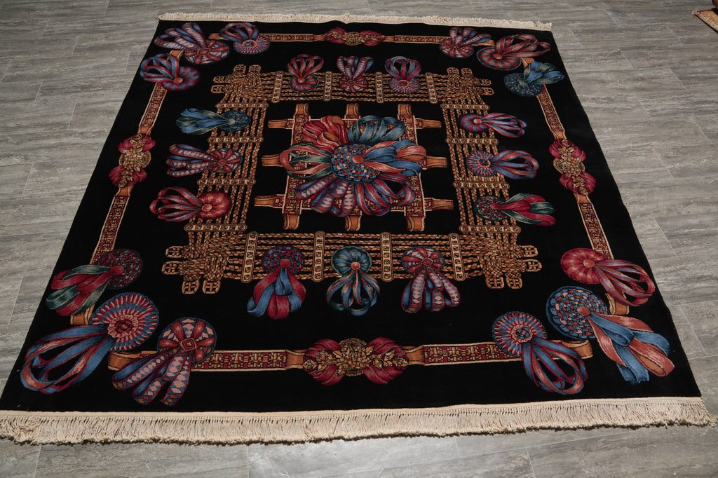 7 x 7 Black Minnici Design Rug #PIX-16004