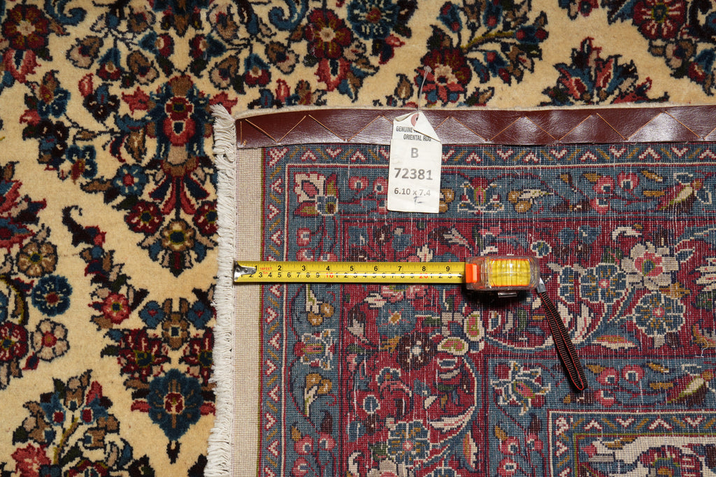 7 x 7.4 Ivory Fine Persian Sarouk Rug 72381