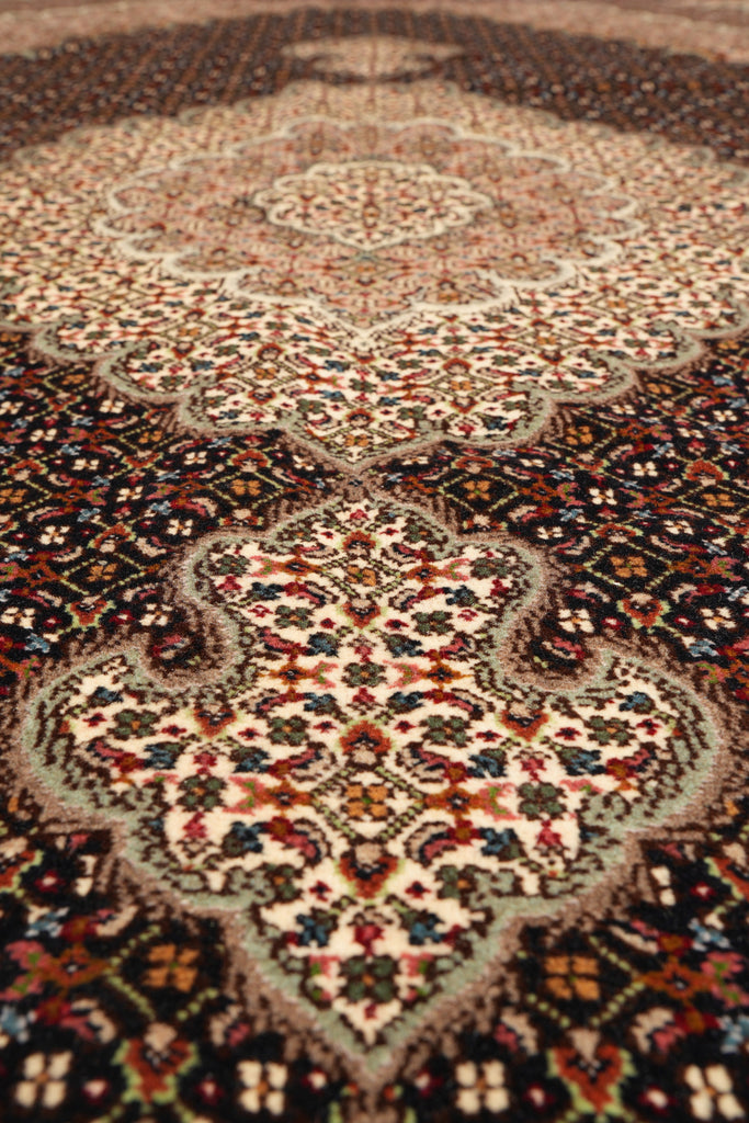 6.5 x 10 Authentic Persian Tabriz Mahi Rug Wool and Silk Handmade Iran #F-4218