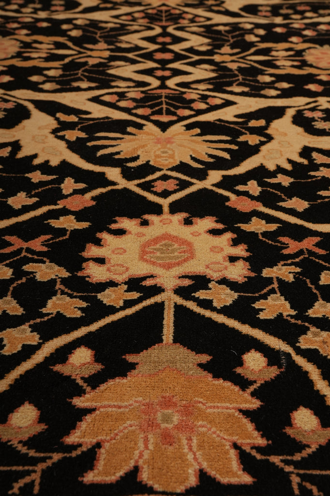 6 x 9 Hand-Knotted Agra Rug Black #PIX-16678