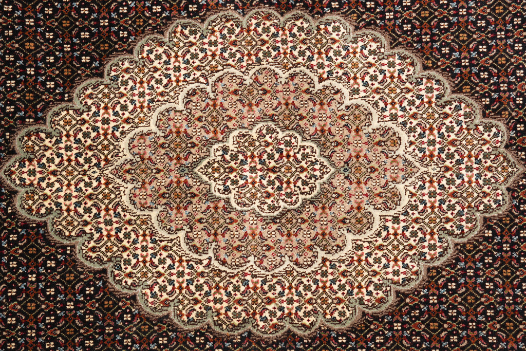 6.5 x 10 Authentic Persian Tabriz Mahi Rug Wool and Silk Handmade Iran #F-4218