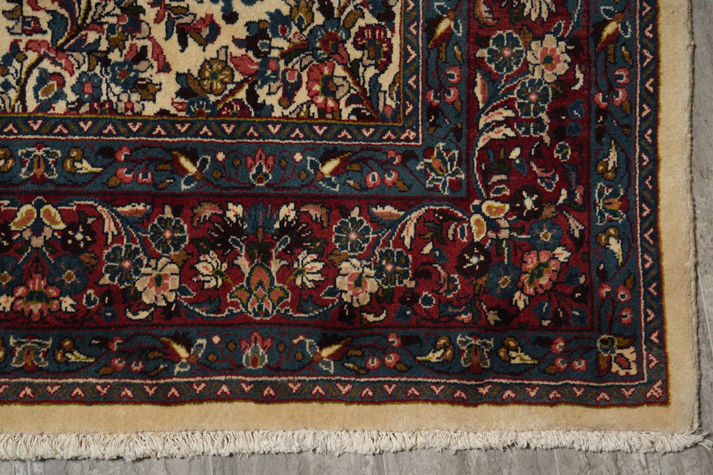 7 x 7.4 Ivory Fine Persian Sarouk Rug 72381