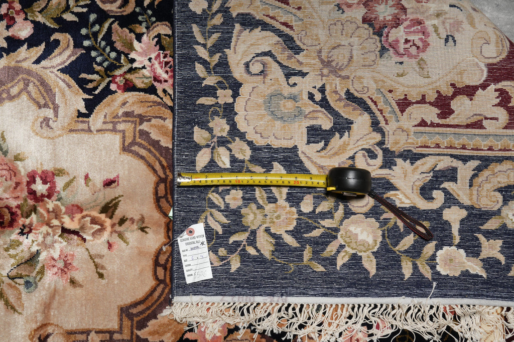 6 x 9 French Aubusson Hand-Knotted Silk Rug Black #F-5526